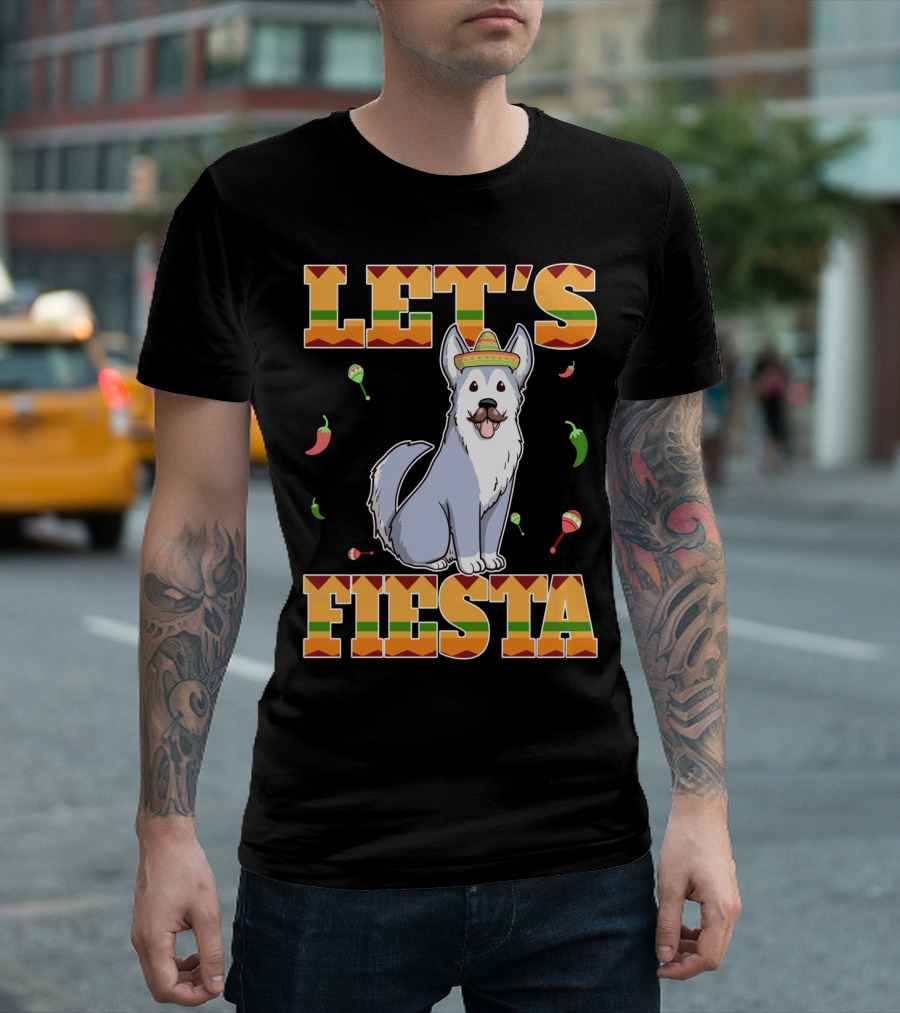 Let's Fiesta Husky Dog Sombrero Cinco De Mayo T-Shirt