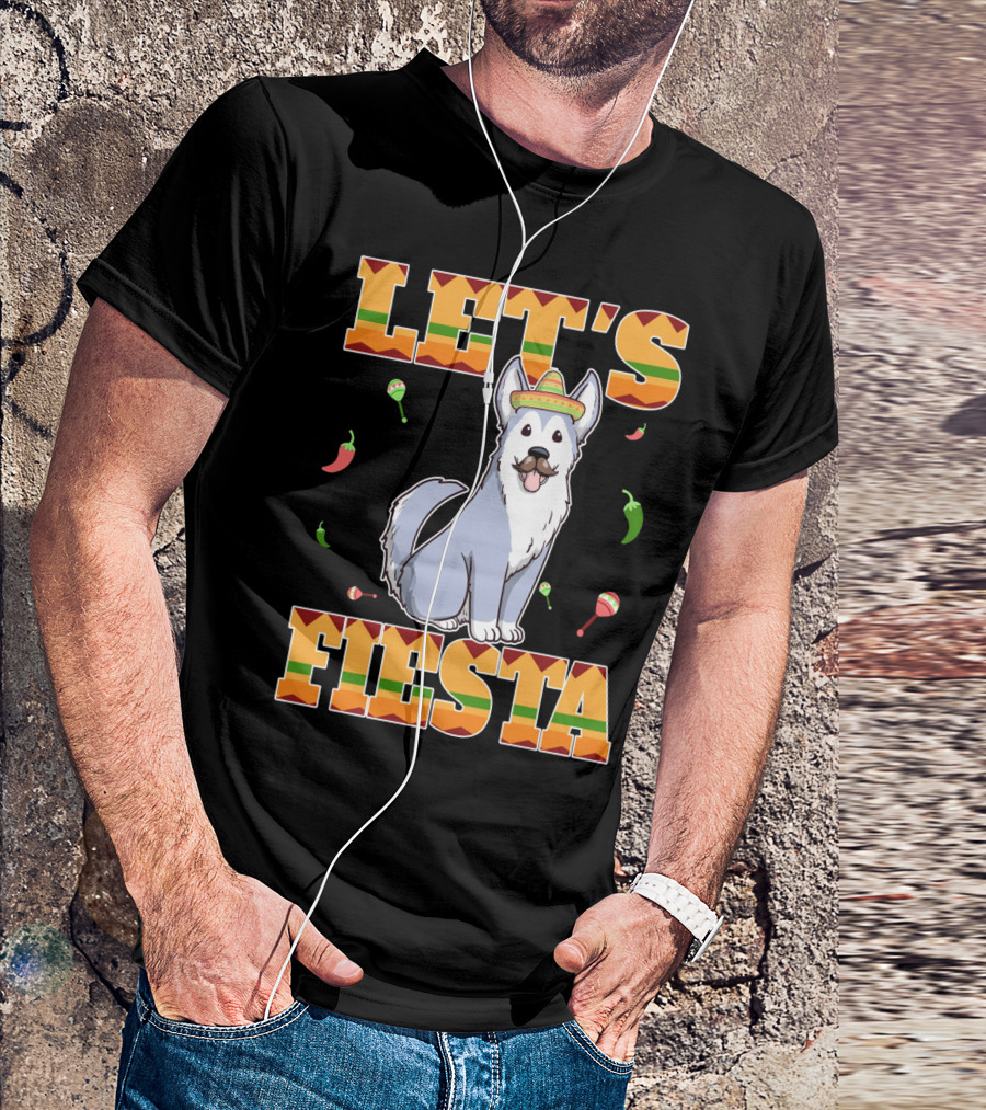 Let's Fiesta Husky Dog Sombrero Cinco De Mayo T-Shirt