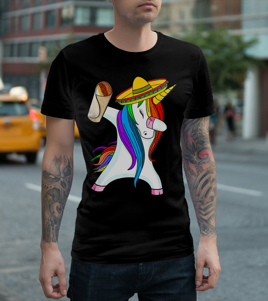 Cinco De Mayo Dabbing Unicorn Sombrero Burrito T-Shirt