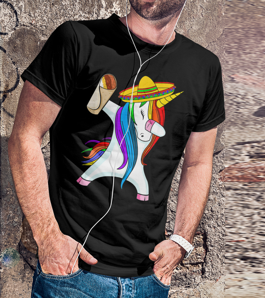 Cinco De Mayo Dabbing Unicorn Sombrero Burrito T-Shirt
