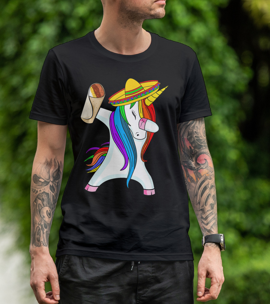 Cinco De Mayo Dabbing Unicorn Sombrero Burrito T-Shirt