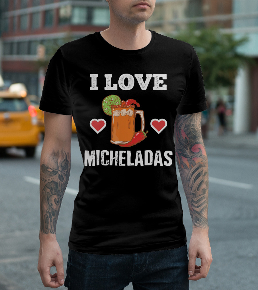 Cinco De Mayo I Love Micheladas Hearts Lime Pepper T-Shirt