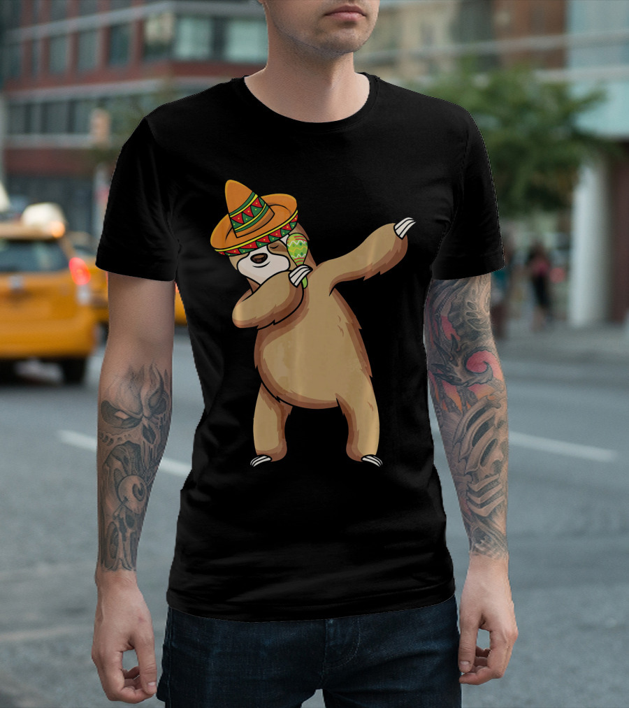 Dabbing Sloth Sombrero Cinco De Mayo Dance T-Shirt