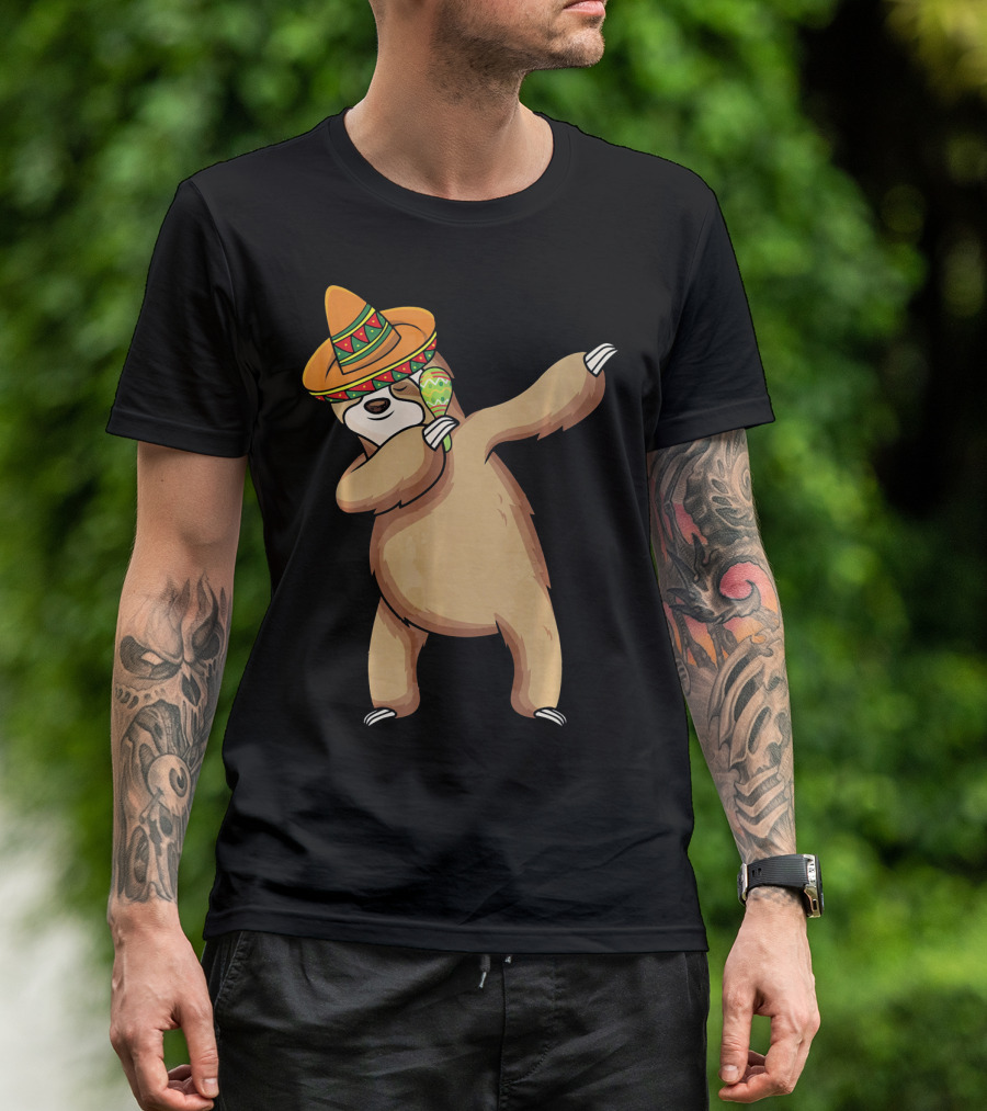 Dabbing Sloth Sombrero Cinco De Mayo Dance T-Shirt