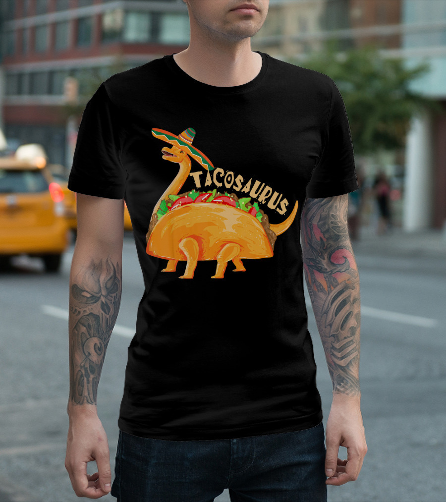 Tacosaurus Cool Dino Taco Sombrero Cinco De Mayo T-Shirt