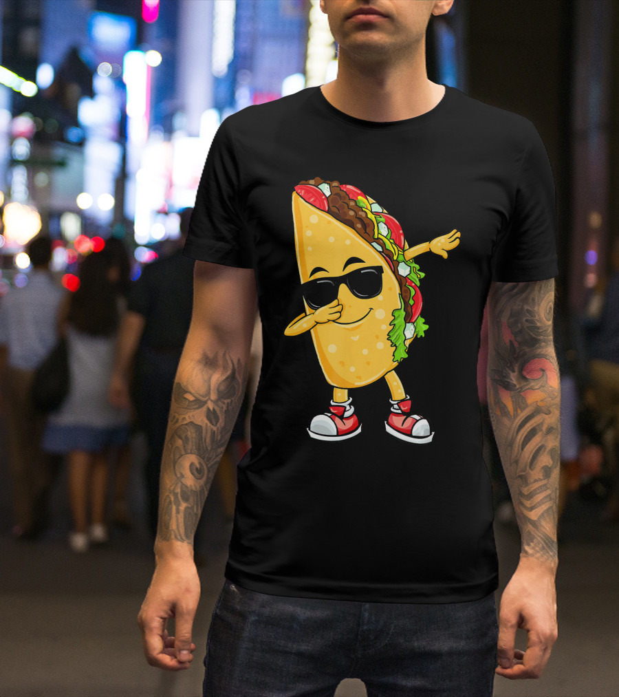Dabbing Taco Cinco De Mayo Celebration Fun With Sunglasses T-Shirt