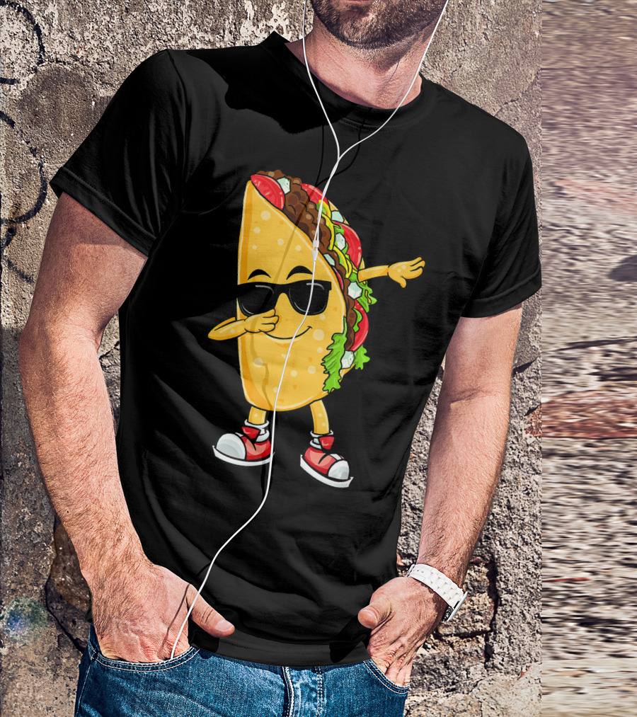 Dabbing Taco Cinco De Mayo Celebration Fun With Sunglasses T-Shirt