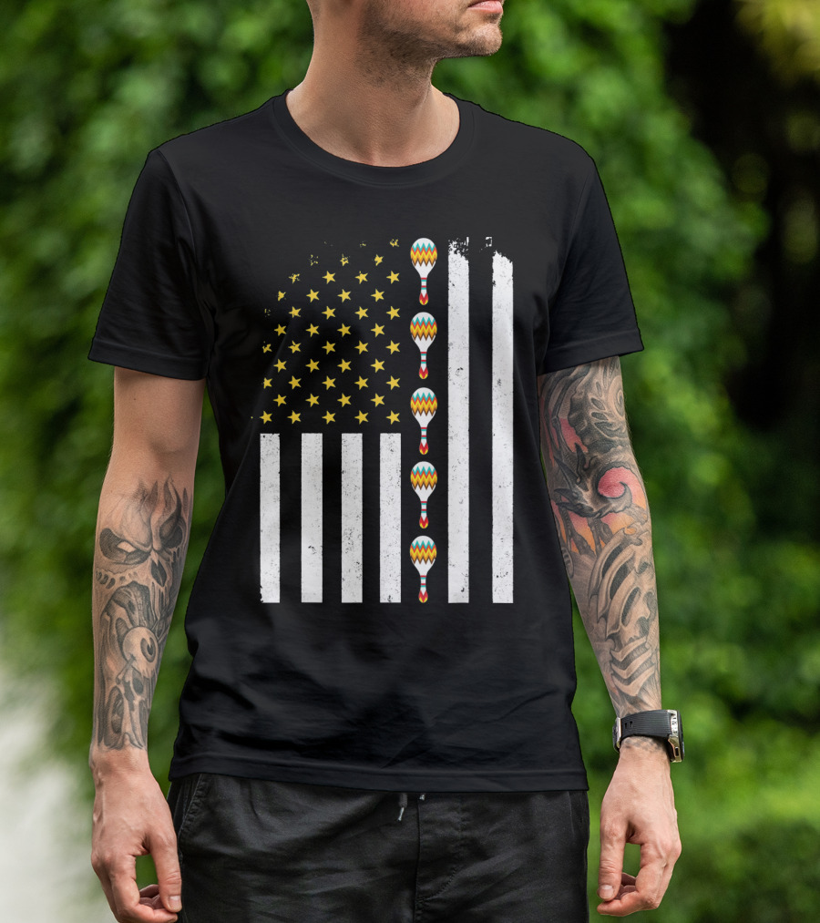 Cinco De Mayo Vintage American Flag With Maracas T-Shirt