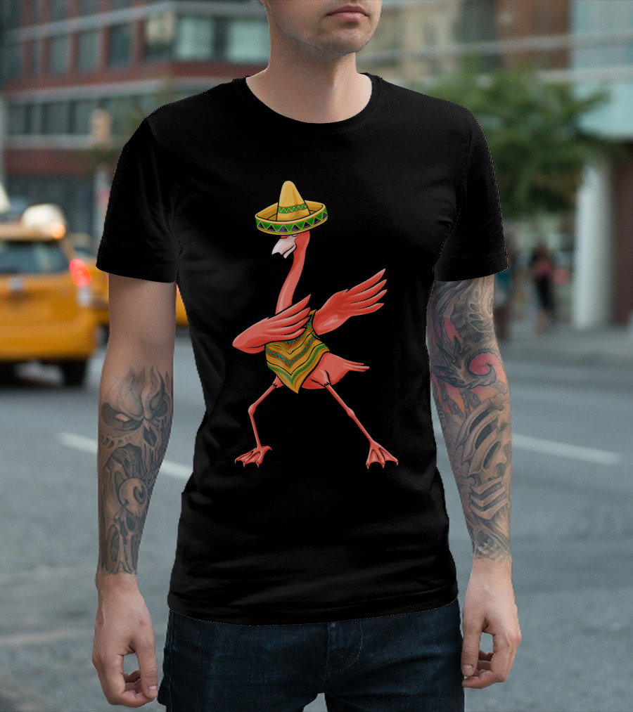 Cinco De Mayo Flamingo Dabbing Dab Sombrero T-Shirt