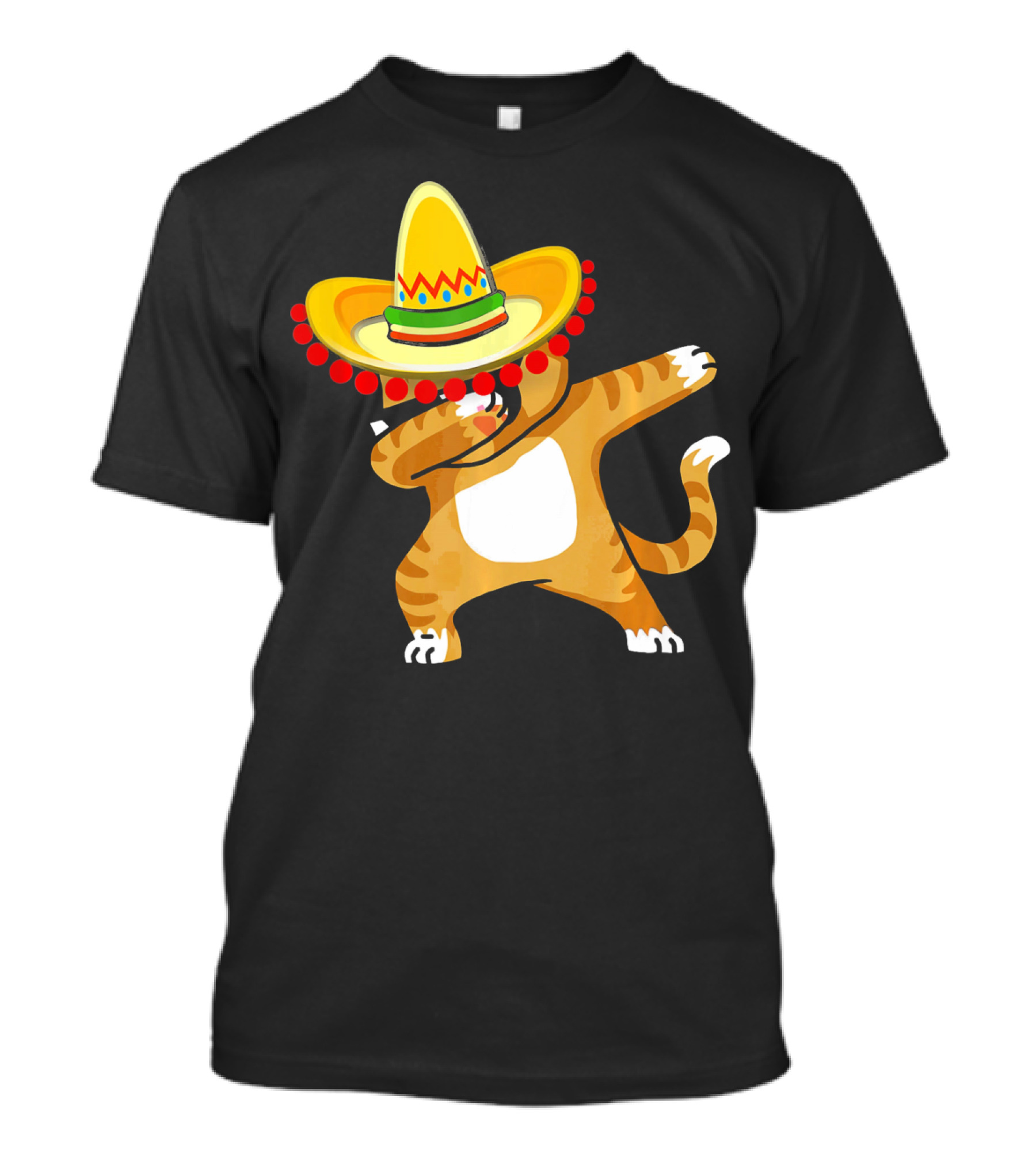 Cinco De Mayo Cat Dabbing Sombrero Fun T-Shirt