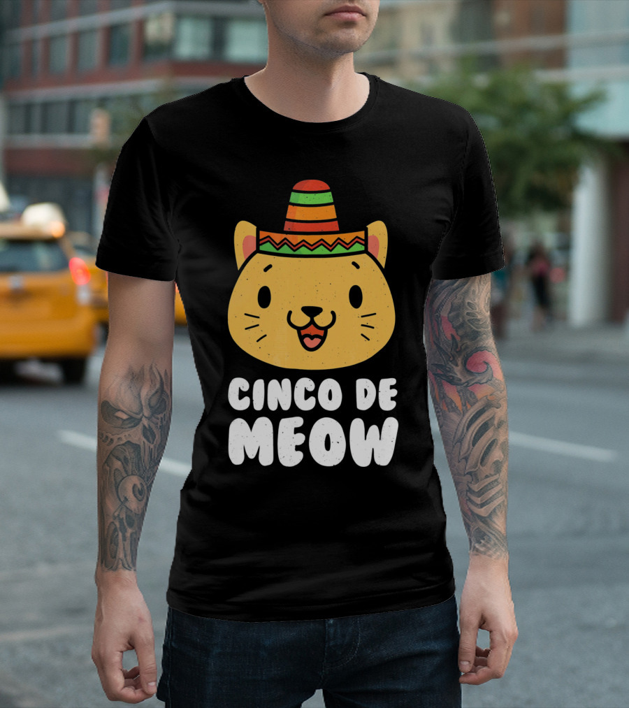 Cinco de Meow Funny Cat with Sombrero Cinco De Mayo T-Shirt