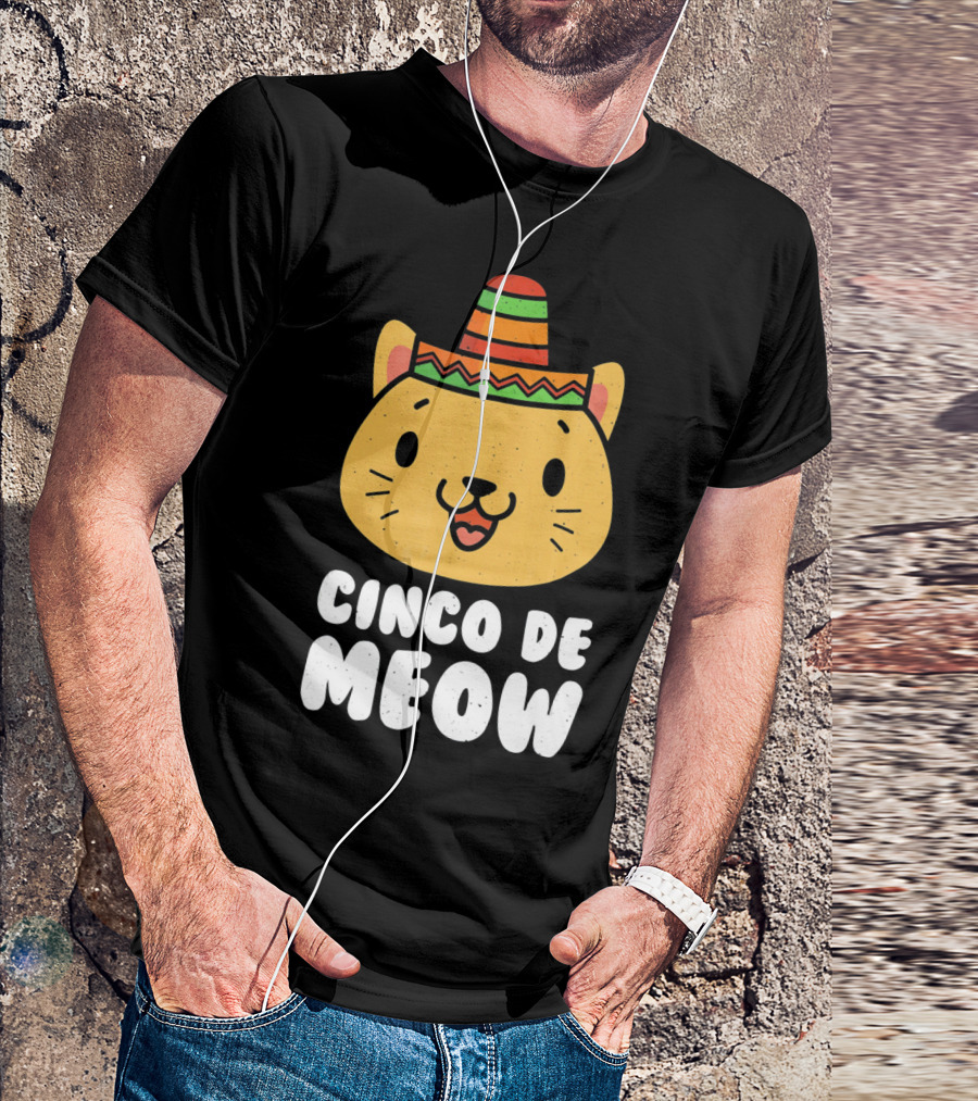 Cinco De Meow Funny Cat With Sombrero Cinco De Mayo T-Shirt
