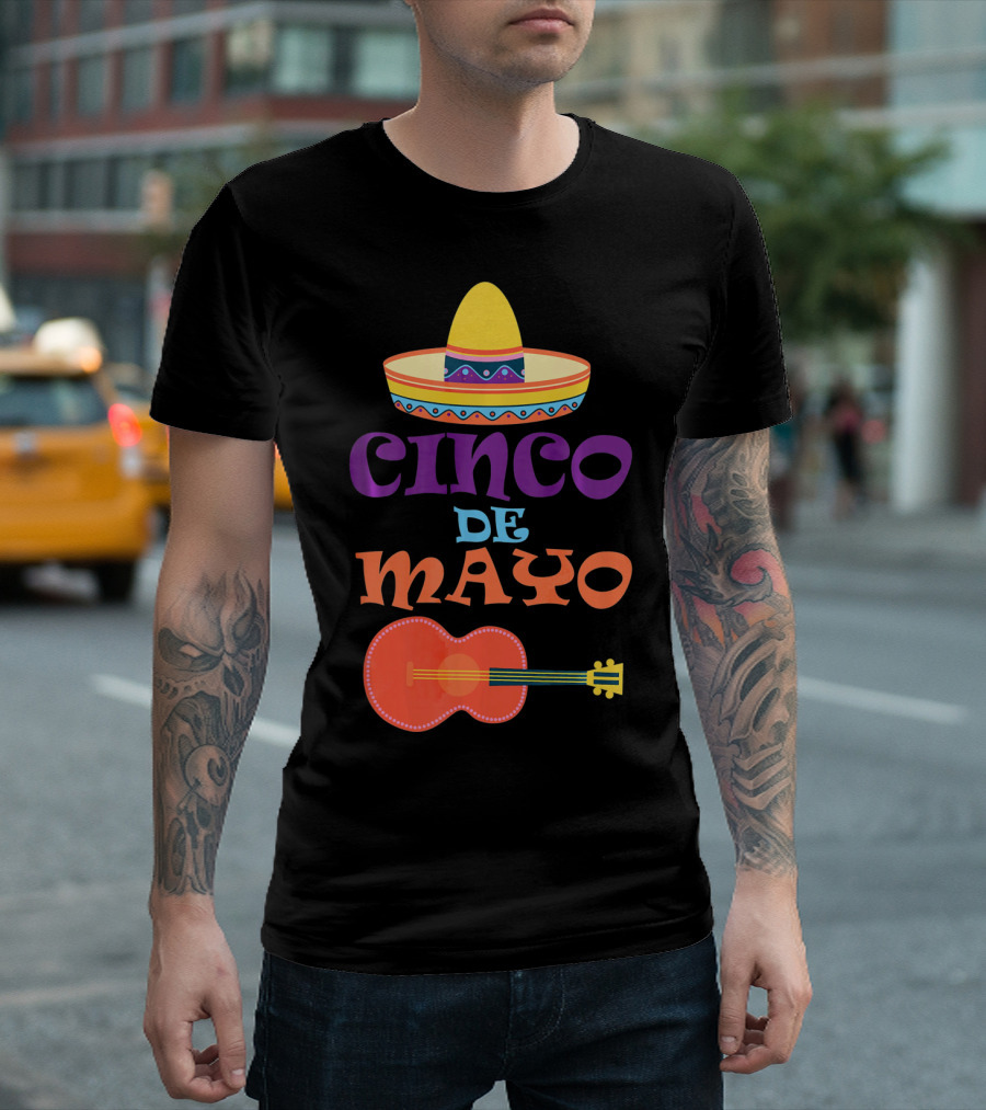 Cinco De Mayo Fiesta Sombrero And Guitar T-Shirt