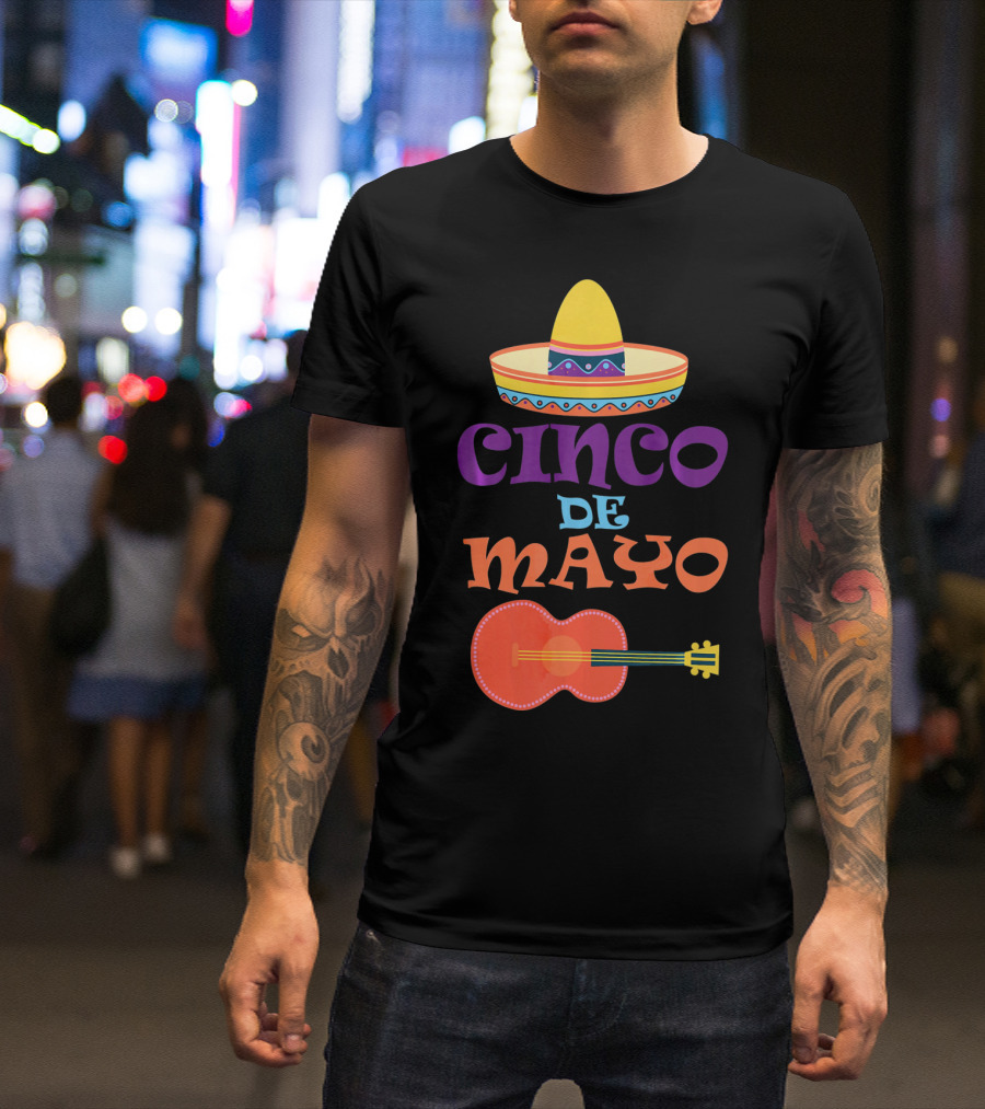 Cinco De Mayo Fiesta Sombrero And Guitar T-Shirt