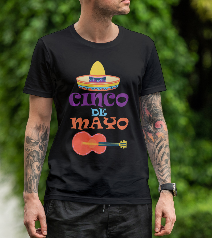 Cinco De Mayo Fiesta Sombrero And Guitar T-Shirt