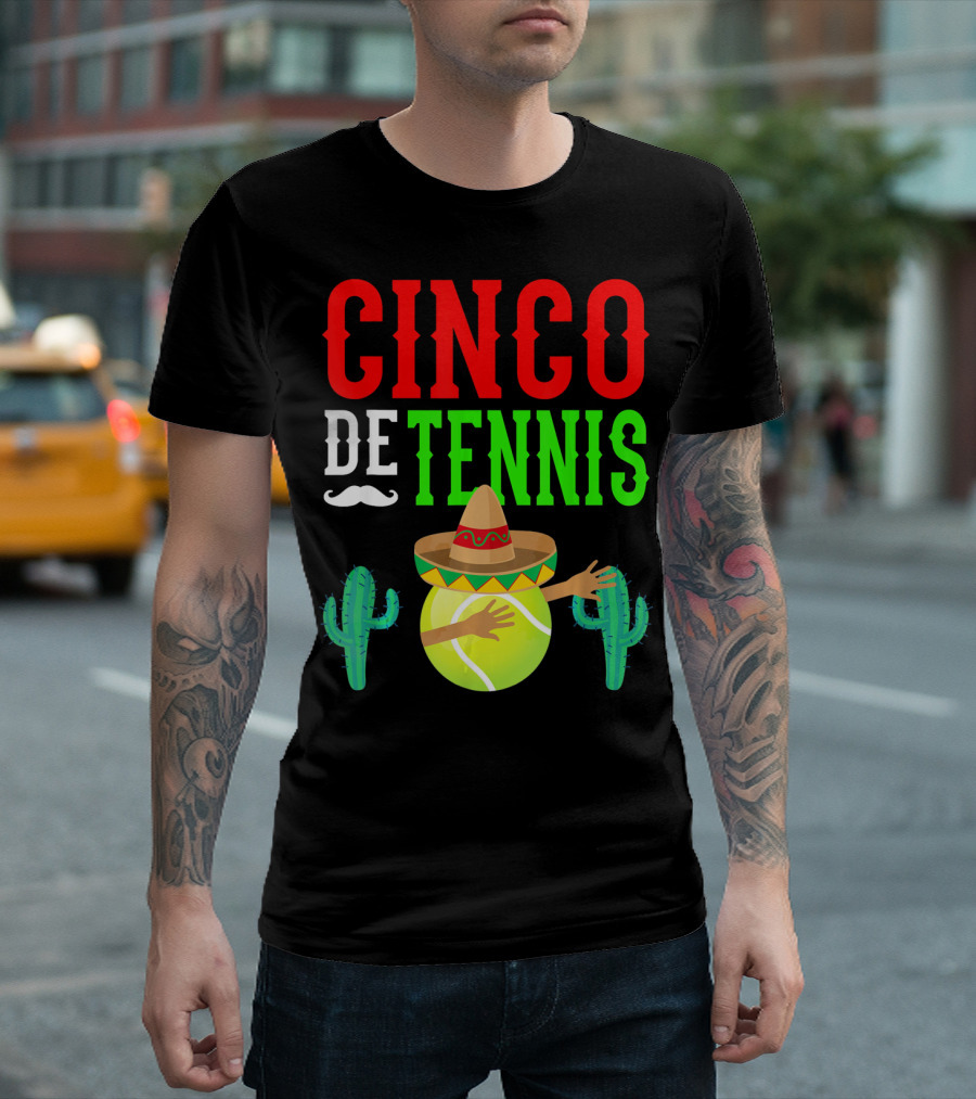 Cinco De Tennis Dabbing Sombrero Cactus T-Shirt