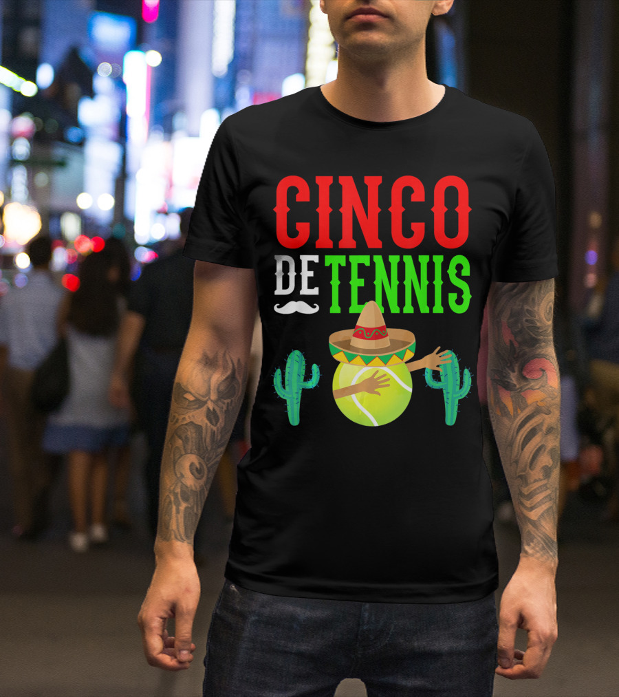 Cinco De Tennis Dabbing Sombrero Cactus T-Shirt