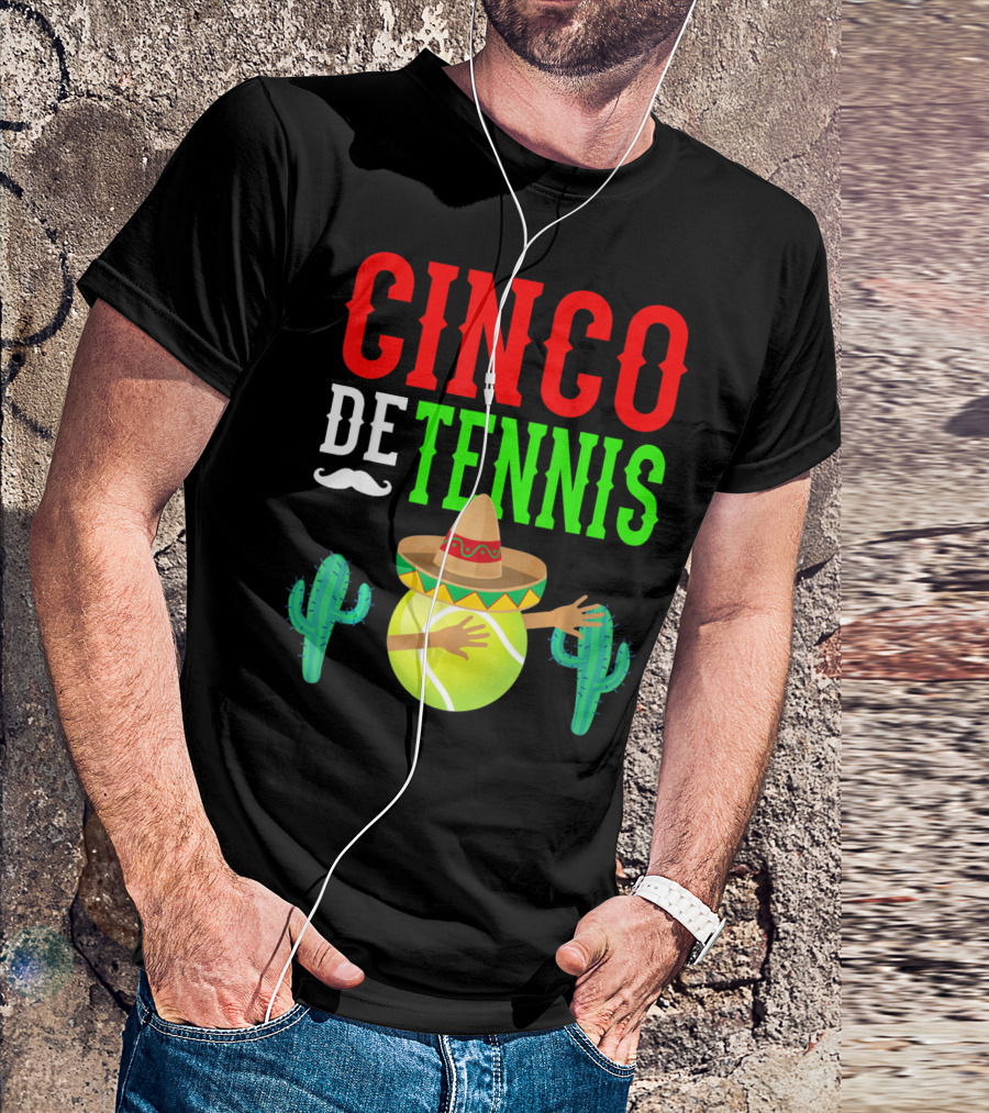 Cinco De Tennis Dabbing Sombrero Cactus T-Shirt