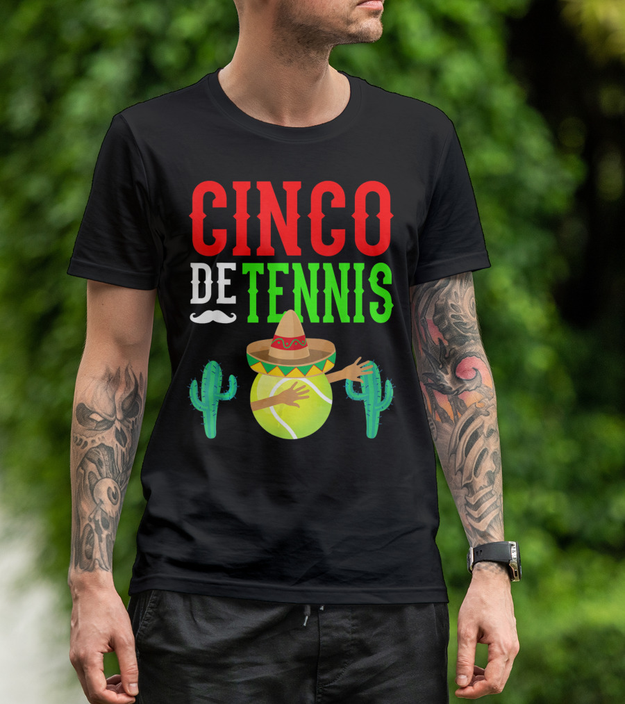 Cinco De Tennis Dabbing Sombrero Cactus T-Shirt