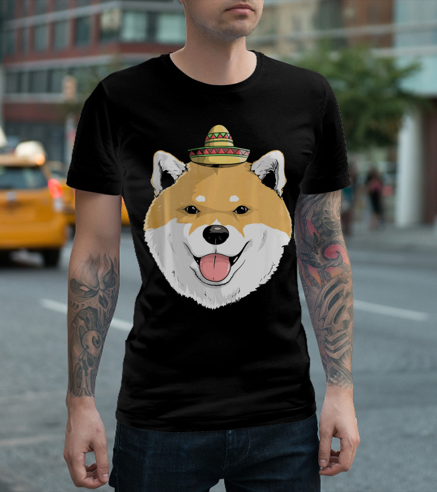Shiba Inu Dog Sombrero Fiesta Cinco De Mayo T-Shirt