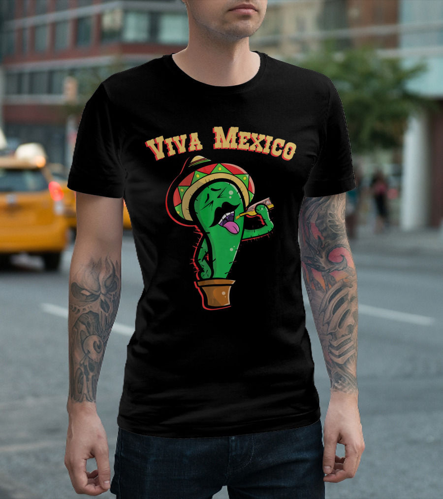 Viva Mexico Cactus Mustache Sombrero T-Shirt