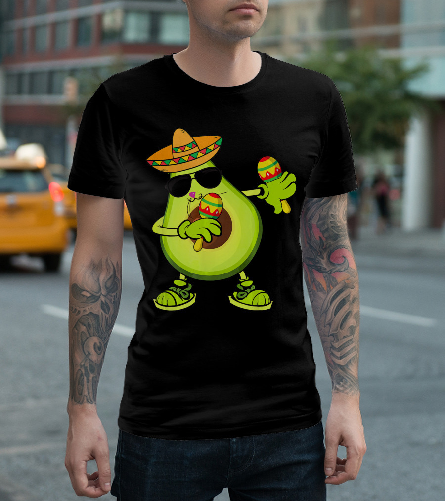 Dancing Avocado With Sombrero And Maracas T-Shirt