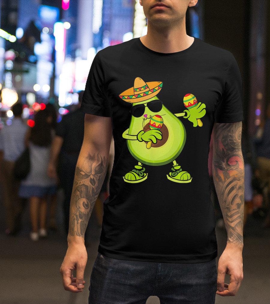 Dancing Avocado With Sombrero And Maracas T-Shirt