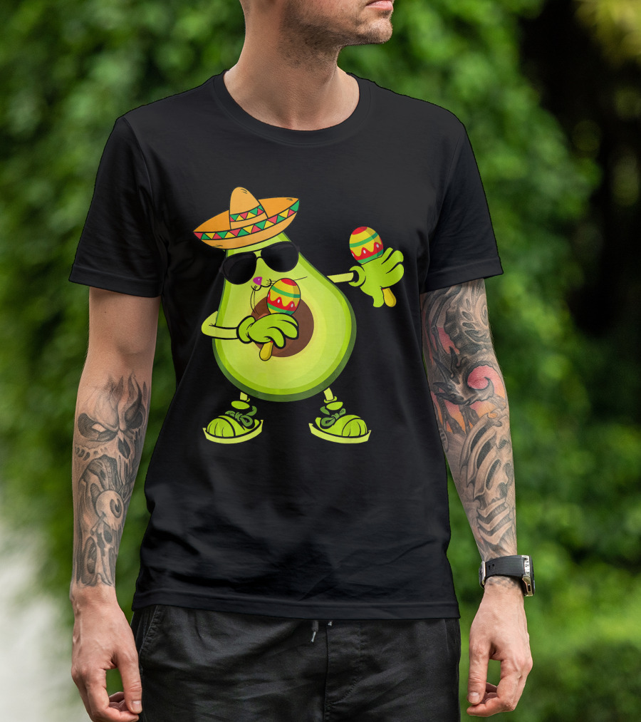 Dancing Avocado With Sombrero And Maracas T-Shirt