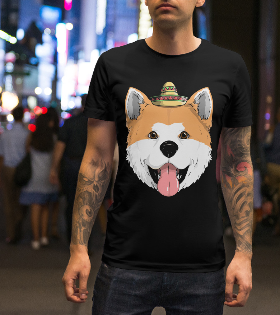 Akita Dog Sombrero Cinco De Mayo Fiesta T-Shirt