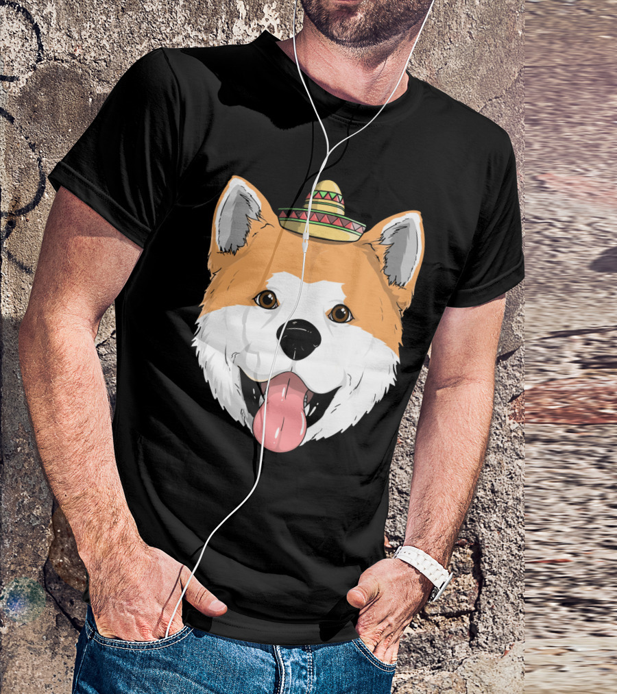 Akita Dog Sombrero Cinco De Mayo Fiesta T-Shirt