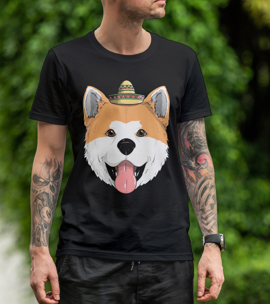 Akita Dog Sombrero Cinco De Mayo Fiesta T-Shirt
