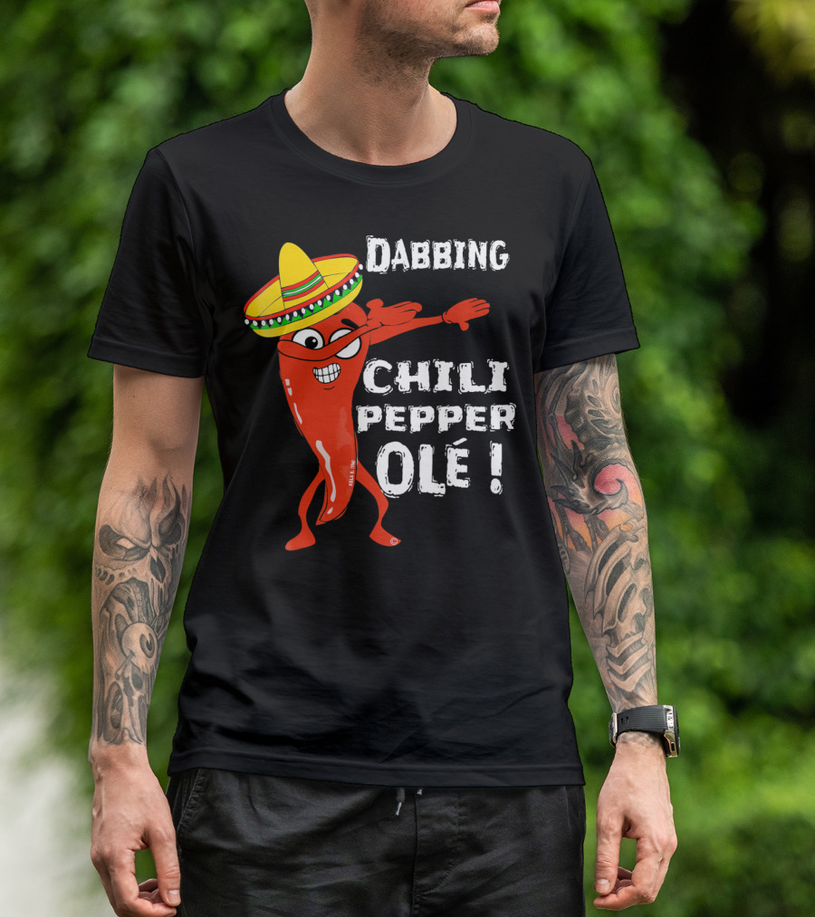 Dabbing Chili Pepper Olé Cinco With Sombrero T-Shirt