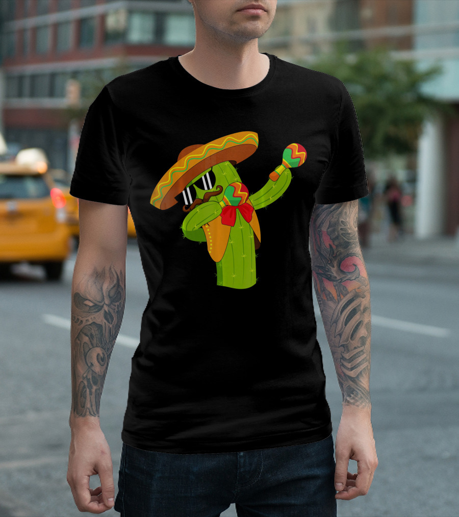 Cinco de Mayo Dabbing Cactus Sombrero Maracas T-Shirt