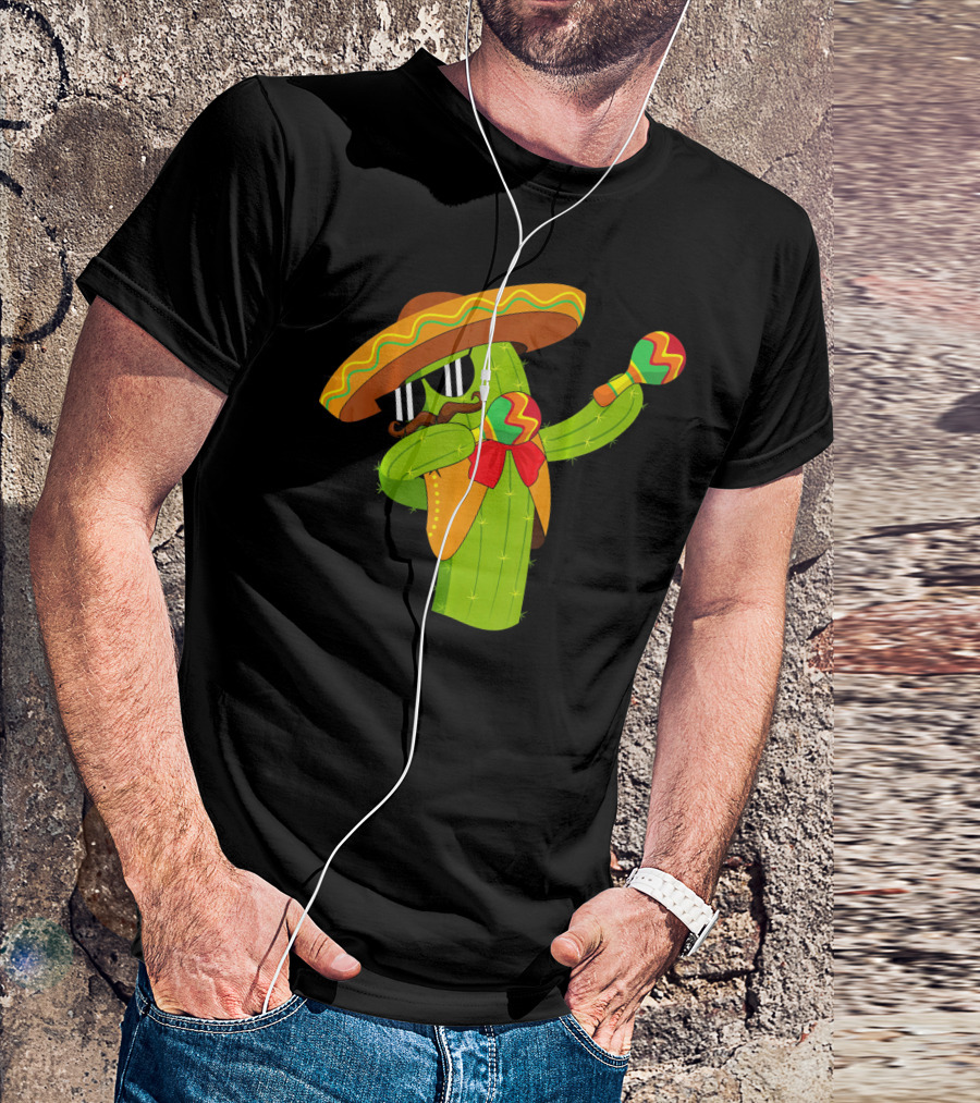 Cinco De Mayo Dabbing Cactus Sombrero Maracas T-Shirt