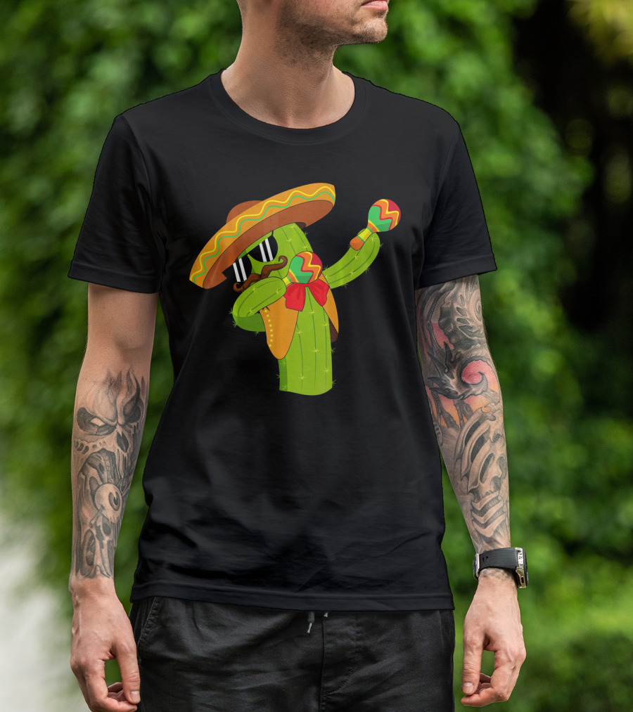 Cinco De Mayo Dabbing Cactus Sombrero Maracas T-Shirt