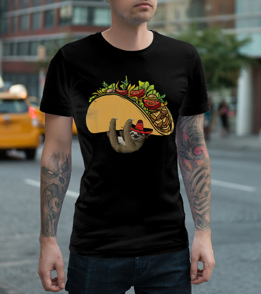 Cinco De Mayo Sloth Sombrero Taco Fiesta T-Shirt
