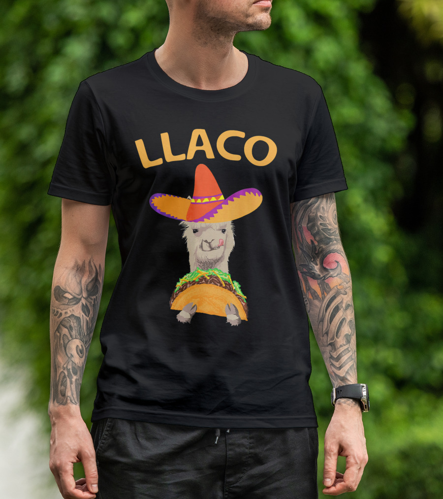 LLACO Llama Taco Sombrero Funny Cinco De Mayo T-Shirt
