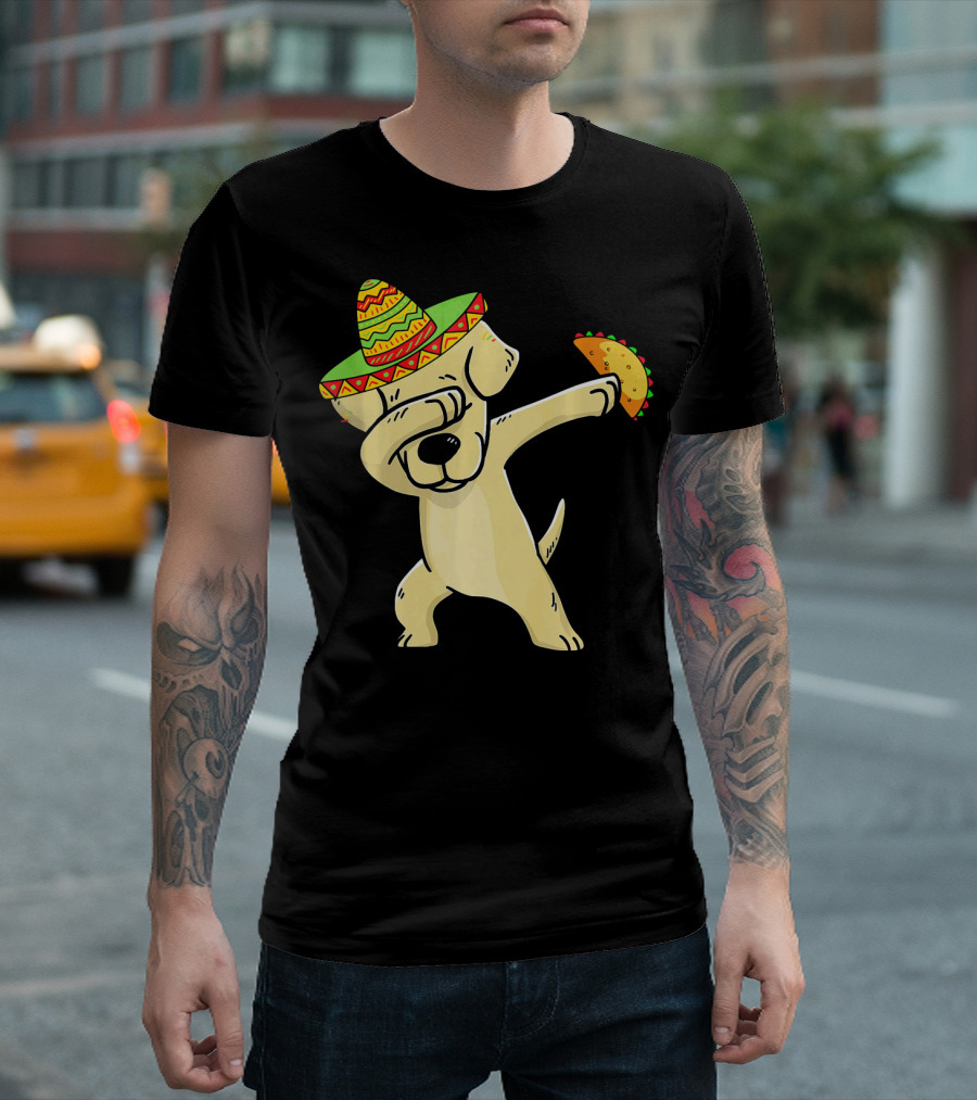 Labrador Retriever Dabbing with Taco and Sombrero T-Shirt