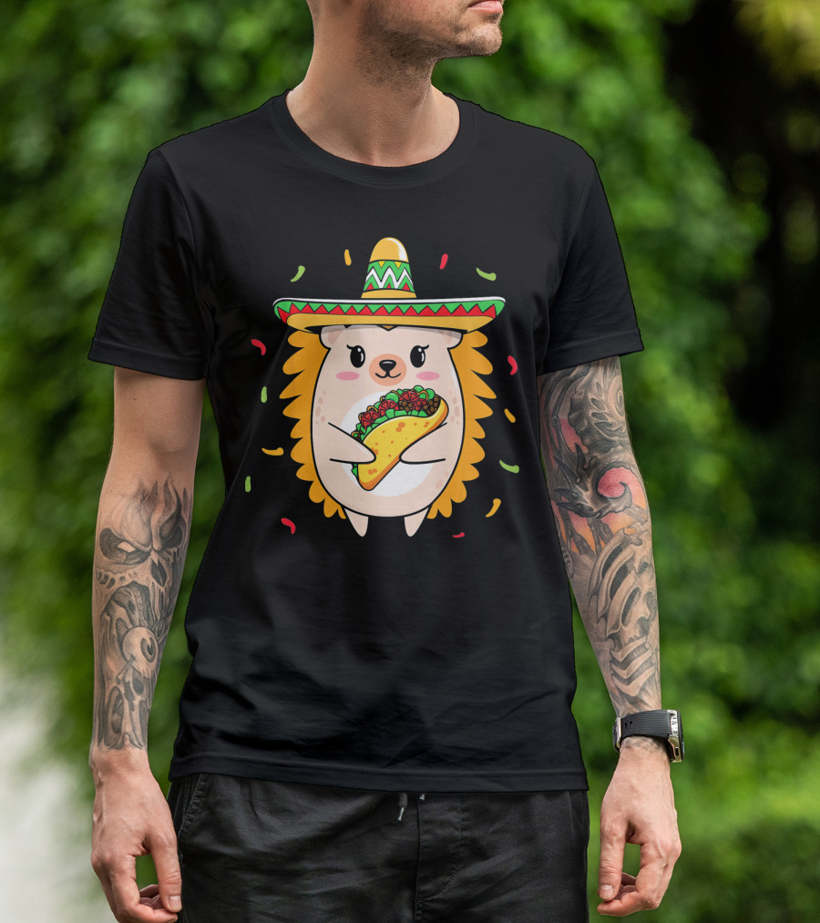 Hedgehog Sombrero Taco Cinco De Mayo Mom Hedgie T-Shirt
