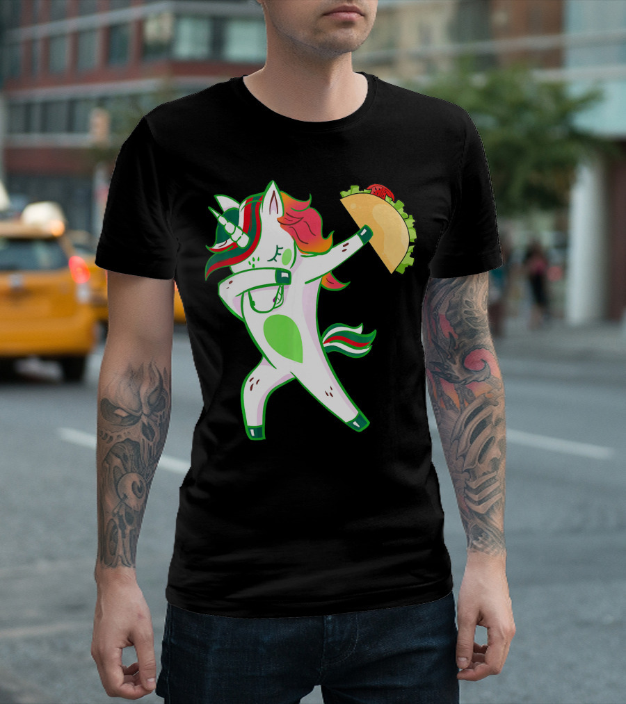 Unicorn Dabbing with Taco and Food Fun T-Shirt