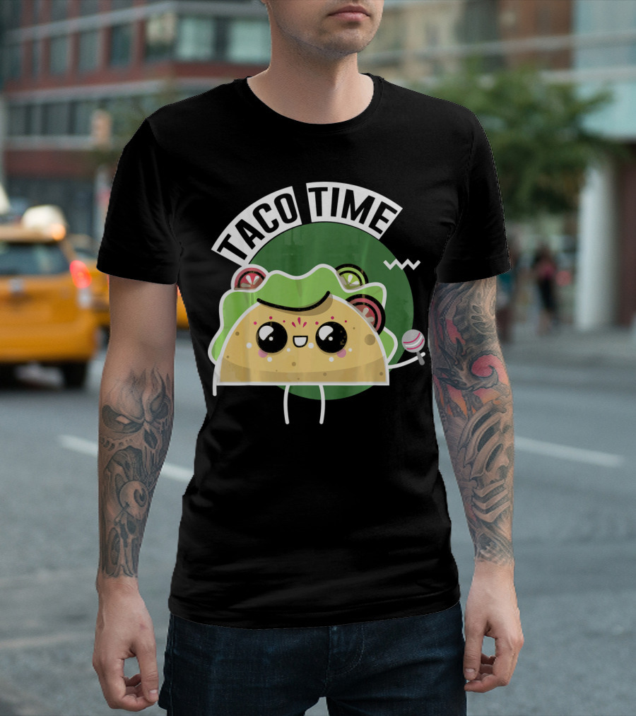 Taco Time Cinco De Mayo Me Food Cartoon Fiesta T-Shirt