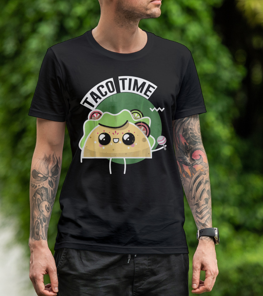 Taco Time Cinco De Mayo Me Food Cartoon Fiesta T-Shirt