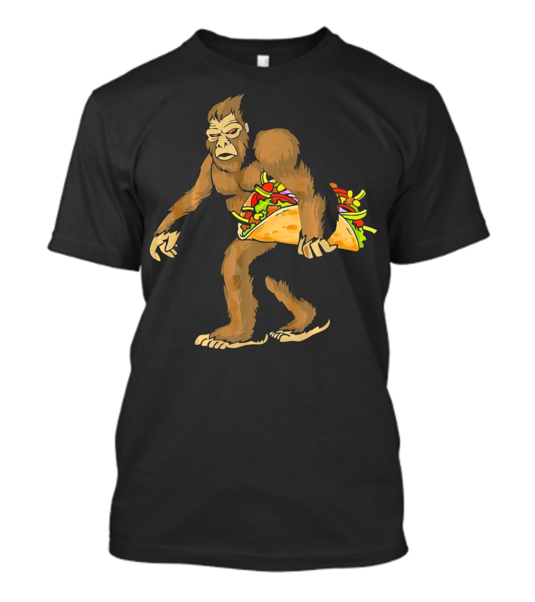 Mexican Taco Fiesta Party Bigfoot Holding Giant Taco T-Shirt
