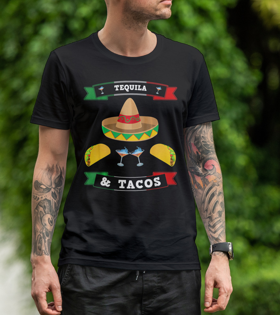 Tequila And Tacos Sombrero Margaritas Cinco De Mayo Mexi T-Shirt