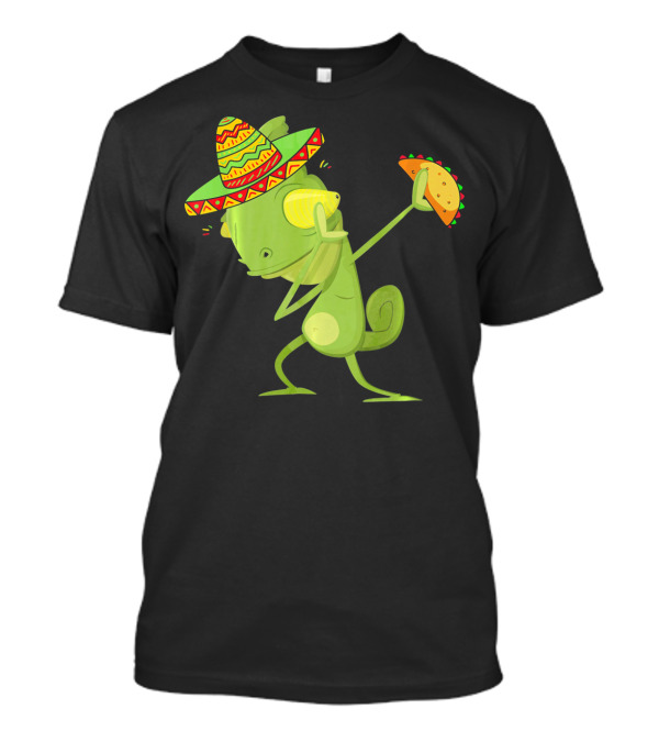 Funny Lizard Dabbing Sombrero Taco Cinco De Mayo T-Shirt