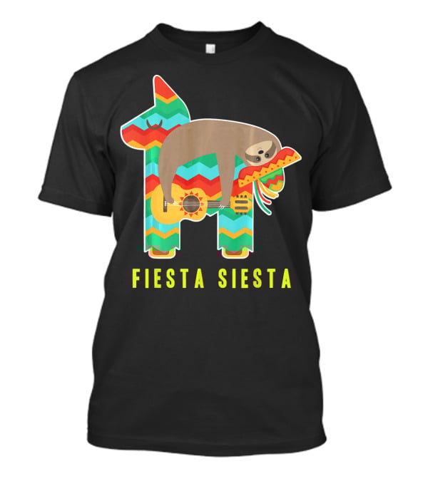 Fiesta Siesta Pinata Sloth Sombrero Guitarra T-Shirt