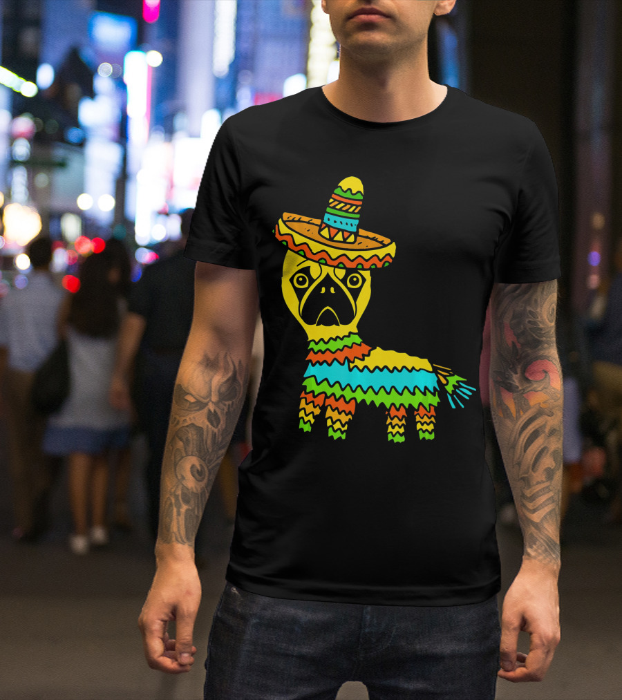 Cinco De Mayo Pug Pinata Wearing Sombrero T-Shirt