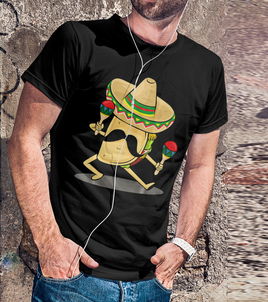 Cinco De Mayo Funny Taco Dancing Sombrero With Maracas T-Shirt