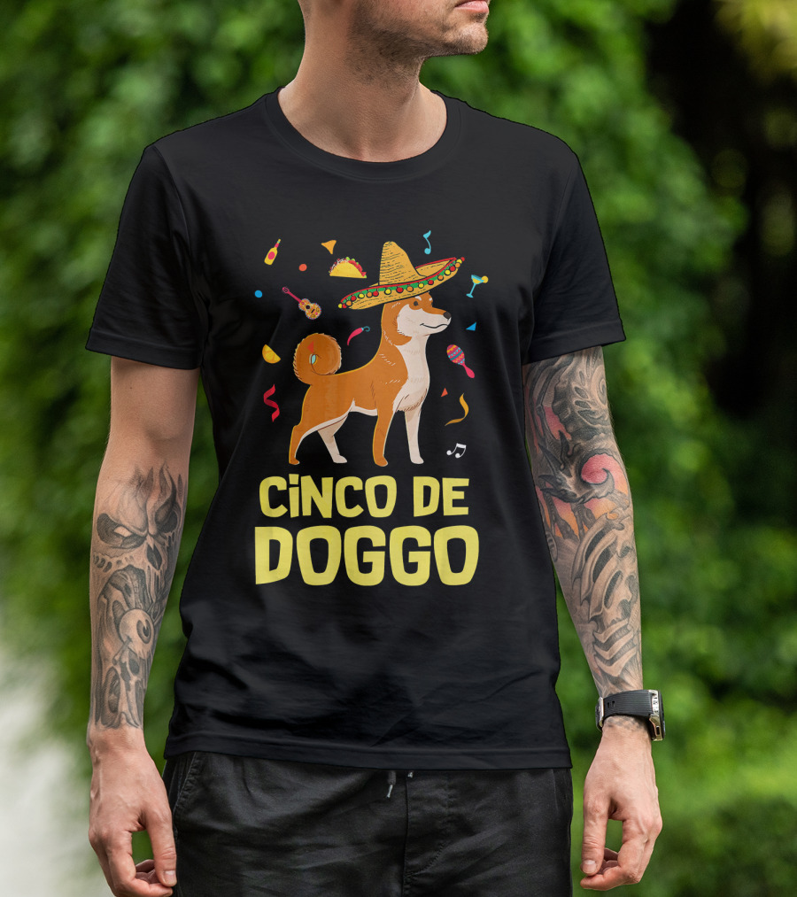 Funny Taco Sombrero Shiba Inu Doggo Cinco De Doggo T-Shirt