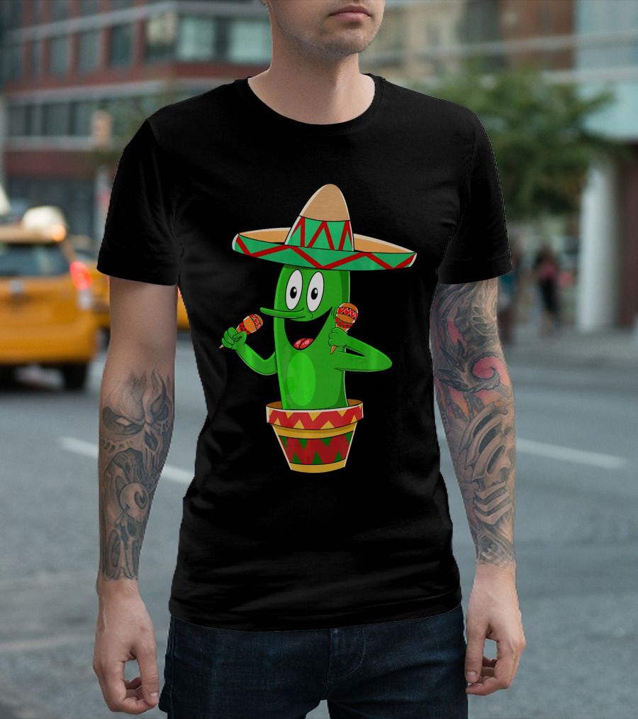 Fiesta Cactus Arriba Sombrero Maracas Cinco de Mayo T-Shirt